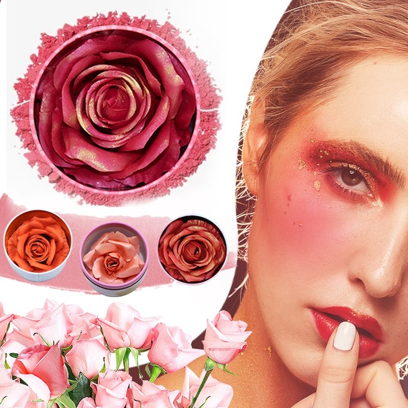 Heart & Hue Shinning Highlighter Blusher Long Lasting Cheek Contour Rouge Flower Petals 3D Rose Blush
